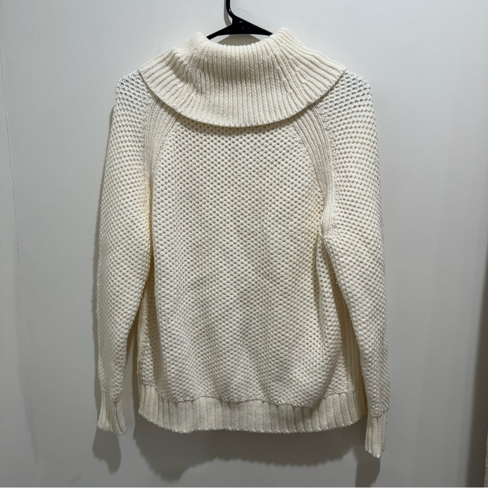 Haven Well Within Chunky Knit Turtleneck Sweater Cream XS Cotton‎ Cowl Neck - Picture 3 of 6